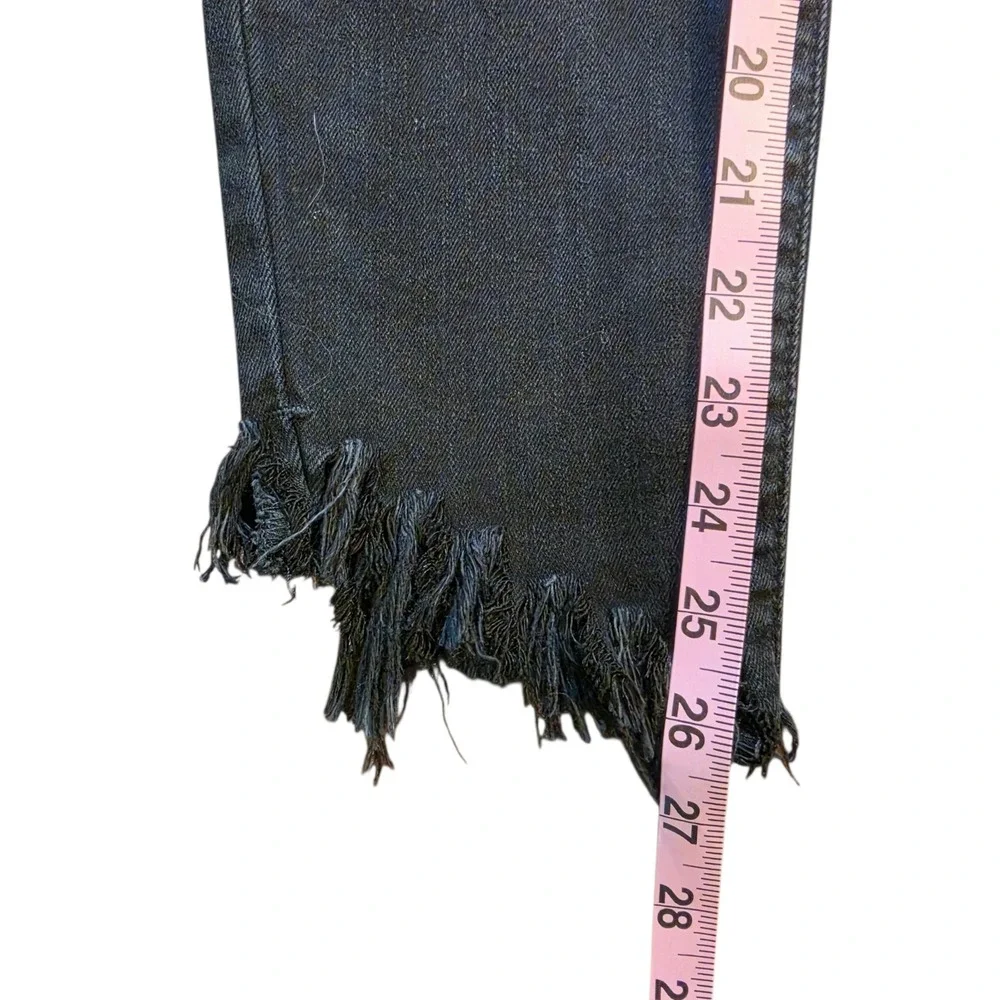 Judy Blue Black Skinny Fit Jeans Shark Bite Fray Raw Hem‎ Womens 7/28